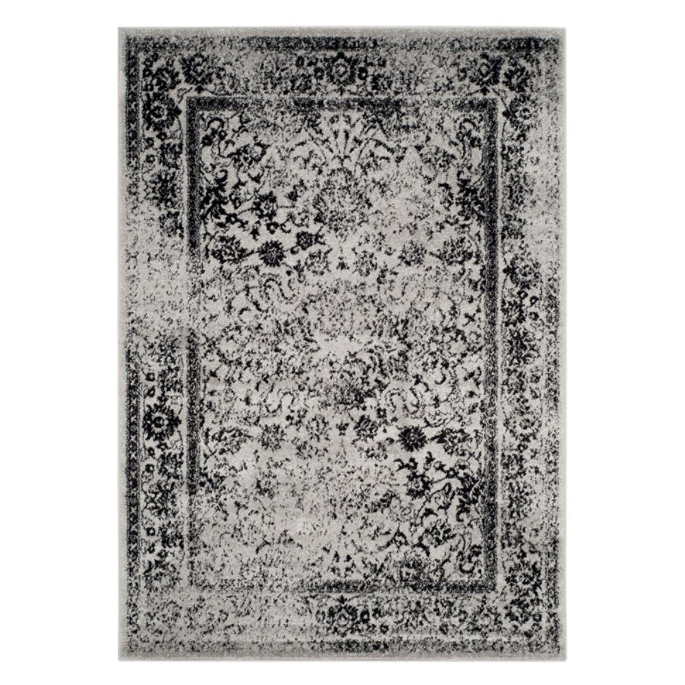 SAFAVIEH Adirondack Collection X-Large Area Rug - 26 x 22, Grey & Black, Oriental Distressed Design, Non-Shedding & Easy Care,