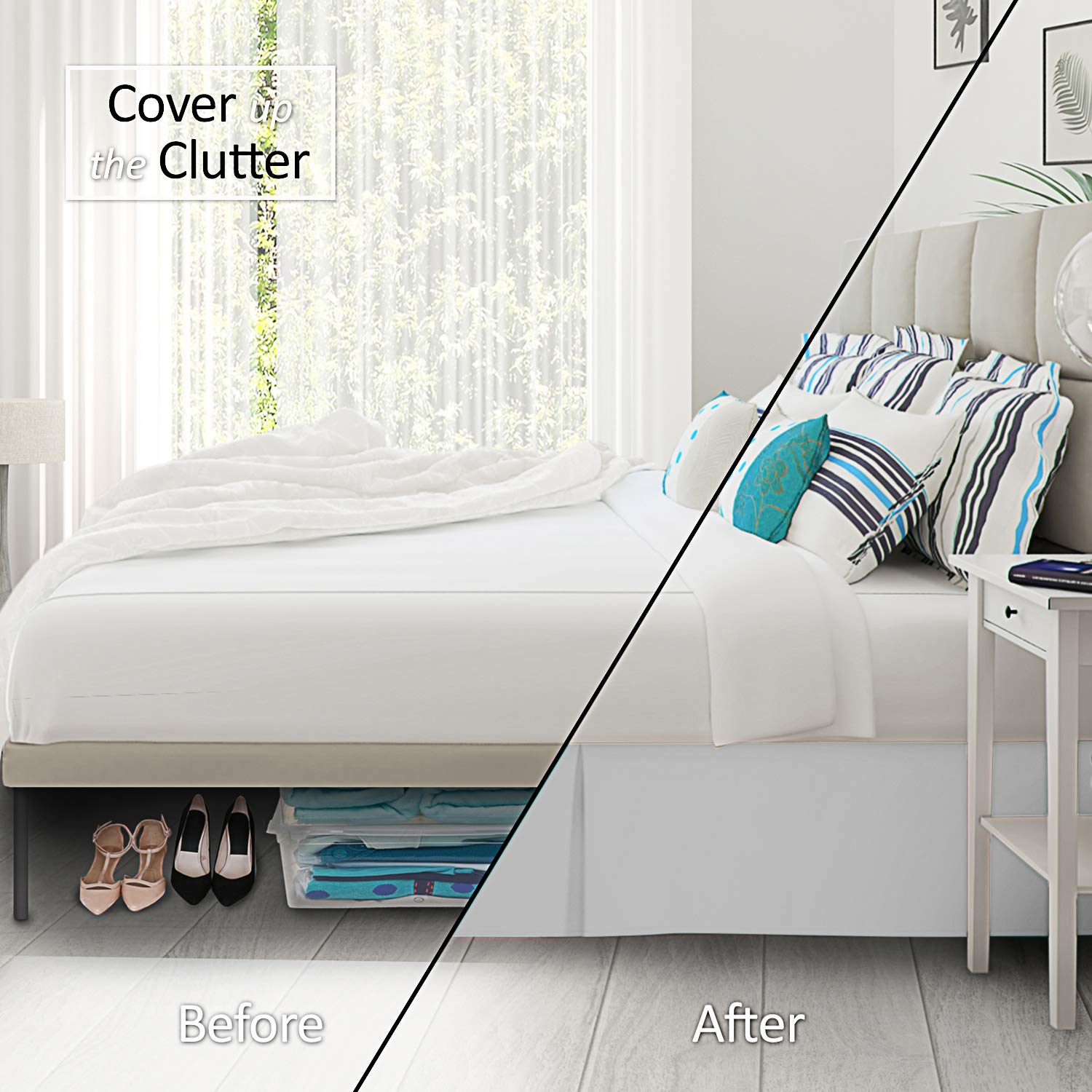 Nestl Silver Twin Bed Skirt - Twin Size Bed Skirt 14 Inch Drop - Brushed Microfiber Bed Skirts - Hotel Quality Pleated Bed Skirt - Shrinkage & Fade Resistant