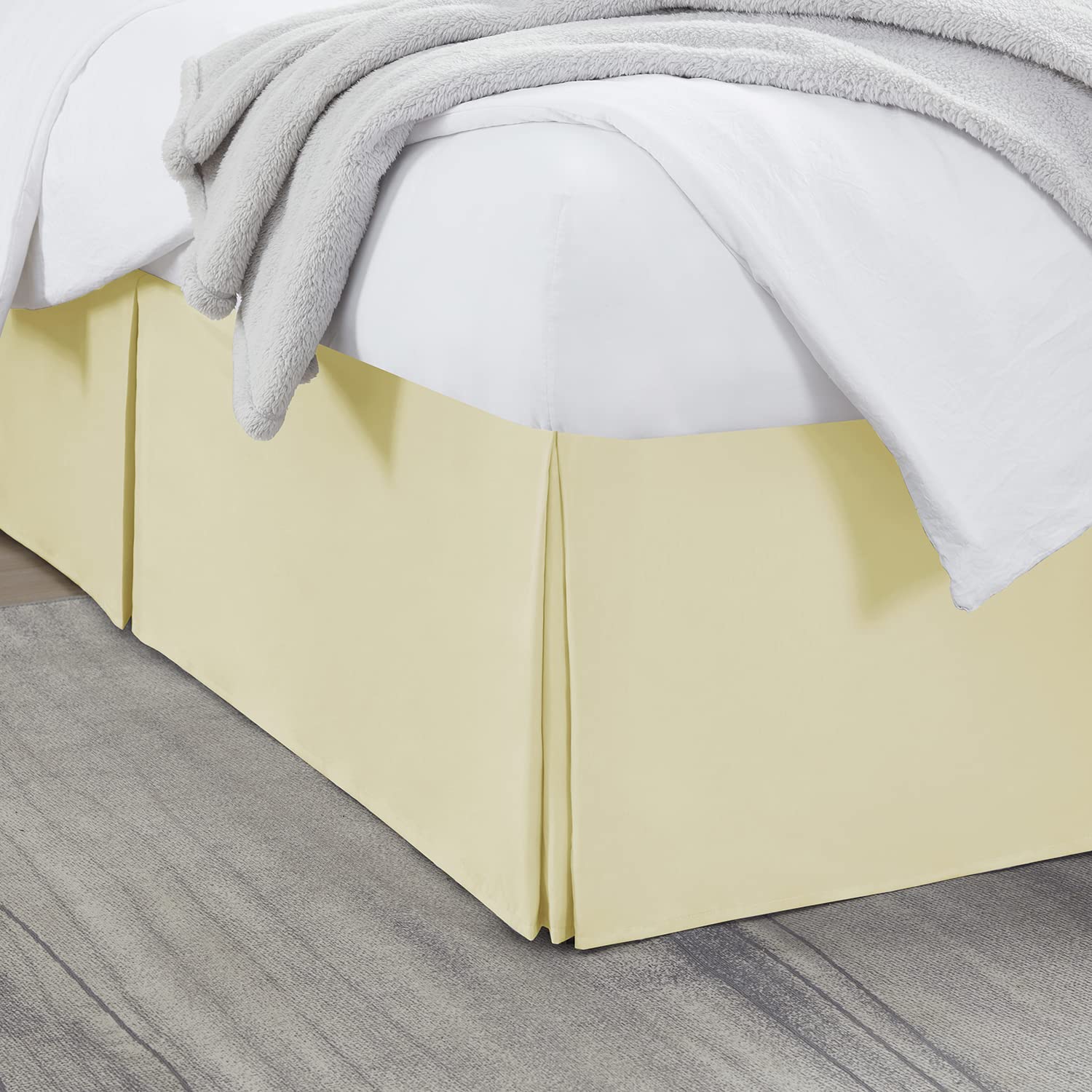 Nestl Vanilla Yellow Twin Bed Skirt - Twin Size Bed Skirt 14 Inch Drop - Brushed Microfiber Bed Skirts - Hotel Quality Pleated Bed Skirt - Shrinkage & Fade Resistant