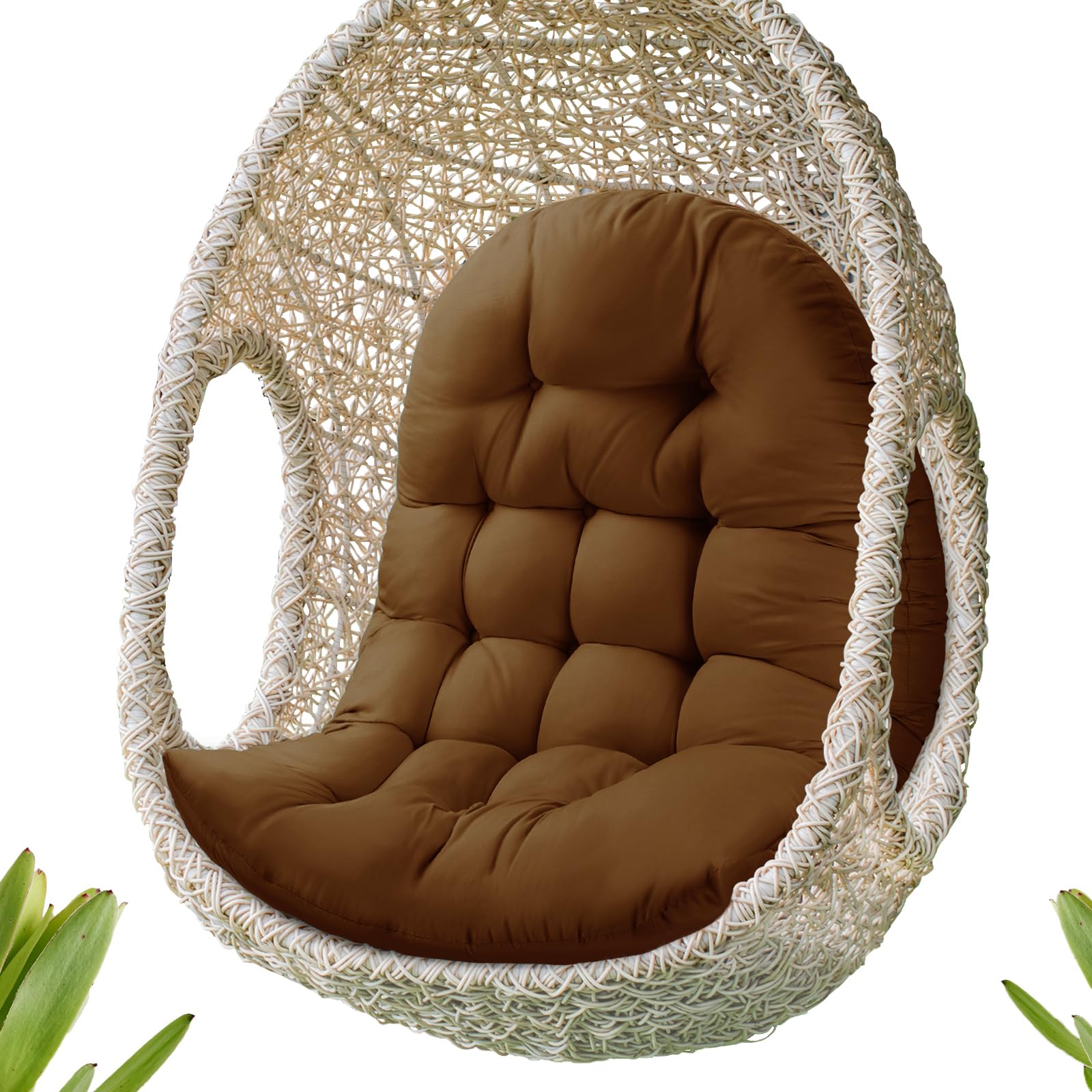 Mqk Thick Egg Chair Cushion Replacement, Button Tufted Outdoor Swing Chair Cushion With High Elasticity Pp Cotton And Skin-Frien
