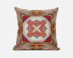HomeRoots Muted Green Pink Peach Red 18â€ Peach Green Geo Tribal Suede Throw Pillow