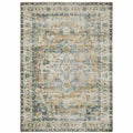 HomeRoots 510370 7 x 10 ft. Blue Gold Brown Green & Salmon Oriental Printed Stain Resistant Non Skid Rectangle Area Rug