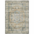 HomeRoots 510370 7 x 10 ft. Blue Gold Brown Green & Salmon Oriental Printed Stain Resistant Non Skid Rectangle Area Rug