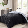 Homelike Moment Twin Lightweight Comforter Black - All Season Down Alternative Bed Comforter Summer Duvet Insert Quilted Reversi