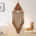 LOMOHOO Macrame Woven Wall Hanging Dream Catcher Triangle Tassel Geometric Art Boho Backdrop Bohemian Home Decor Wall Art Beauti