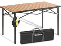 Large 46.4 Camping Table for 2-6 People - 220lbs Capacity Heavy Duty Foldable Outdoor Table with Aluminum Roll-Up Top & Carry Ba