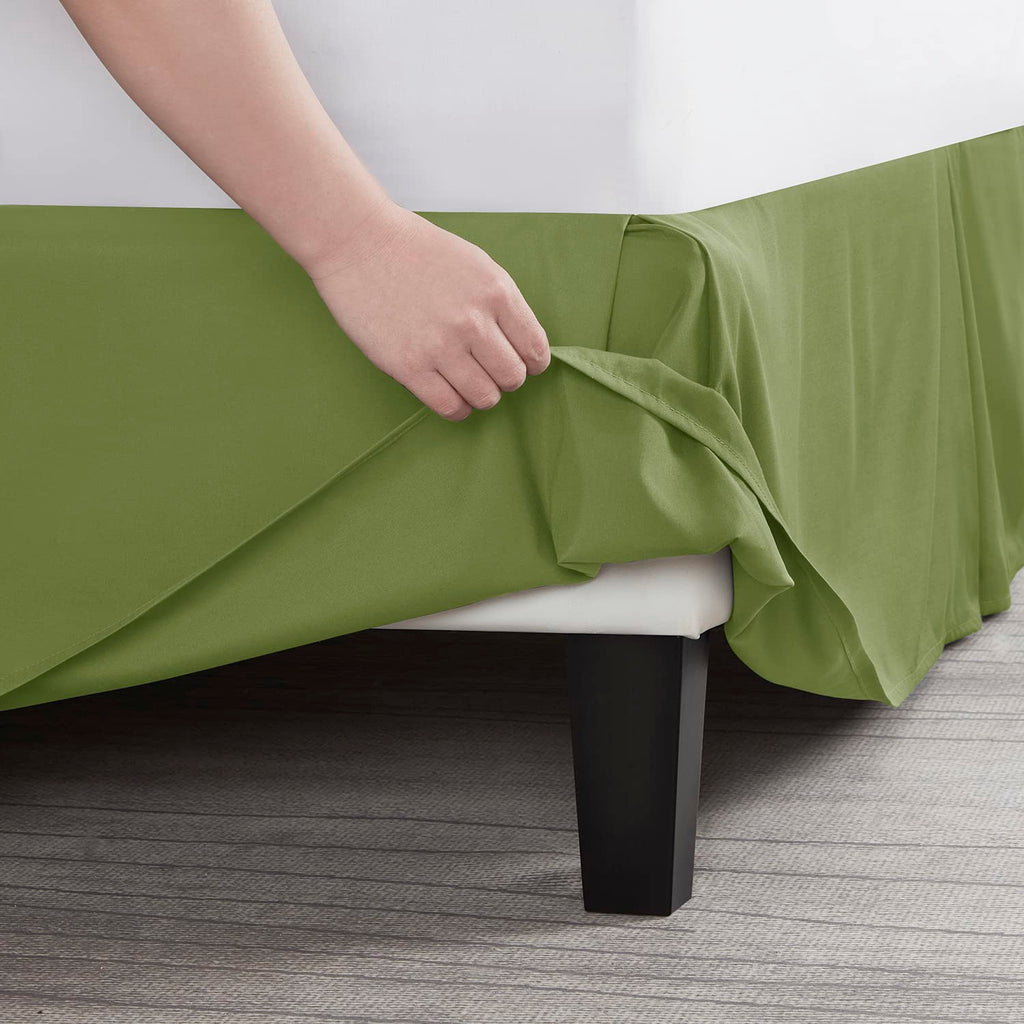 Nestl Calla Green Full Bed Skirt - Full Size Bed Skirt 14 Inch Drop - Brushed Microfiber Bed Skirts - Hotel Quality Pleated Bed Skirt - Shrinkage & Fade Resistant
