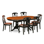 East West Furniture PLKE7-BCH-LC 7 Piece Dining Table Set Consist of an Oval Dinner Table with Butterfly Leaf and 6 Faux Leather Dining Room Chairs, 42x78 Inch, Black & Cherry