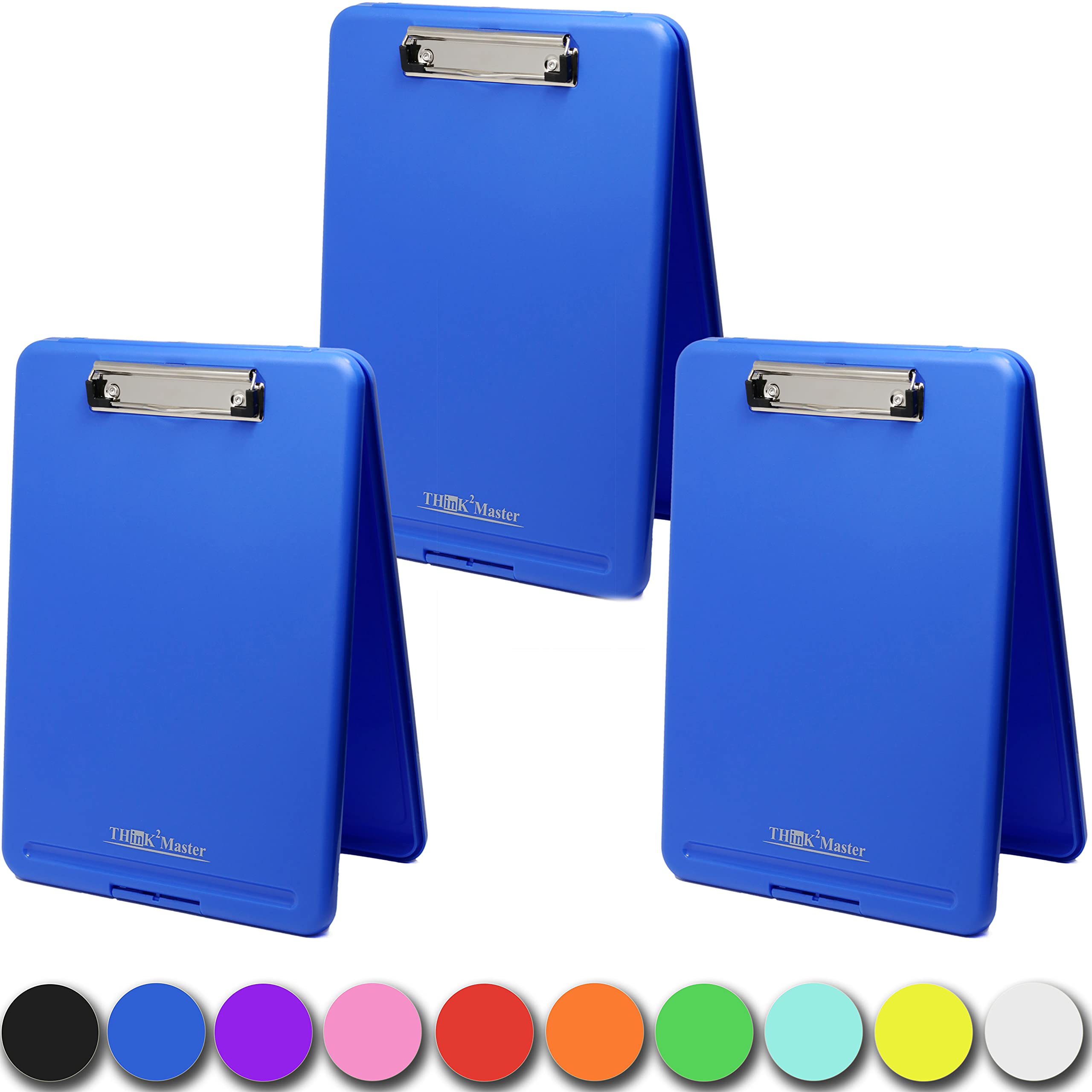 Think2Master [3 Pack] Blue Plastic Storage Clipboard. | 25% Heavier & Sturdier| Heavy Duty And Wont Flex Like Other Brands (Comp
