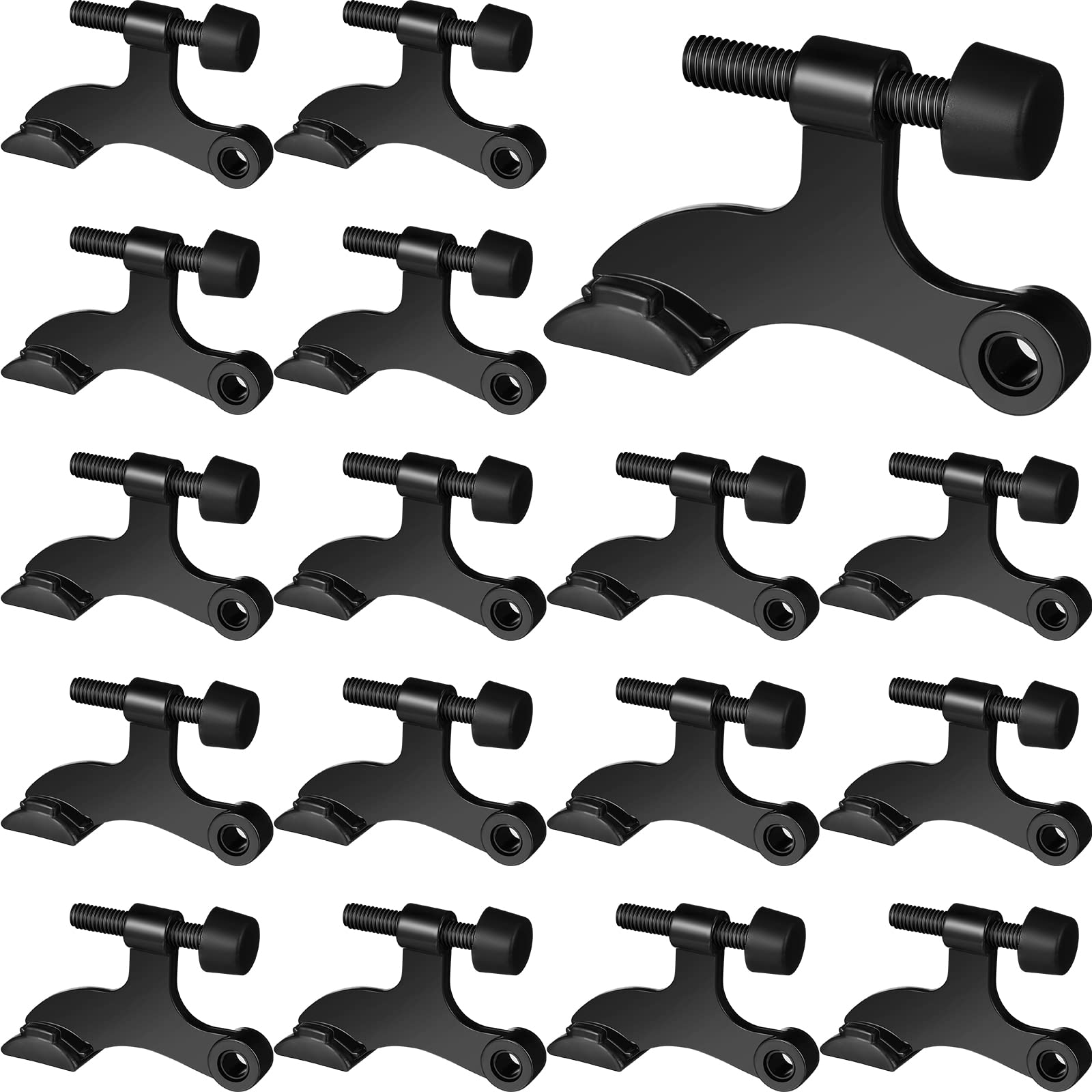 24 Pieces Hinge Pin Door Stopper Satin Brushed Door Stops Adjustable Heavy Duty Hinge Door Stopper With White Rubber Bumper Tips
