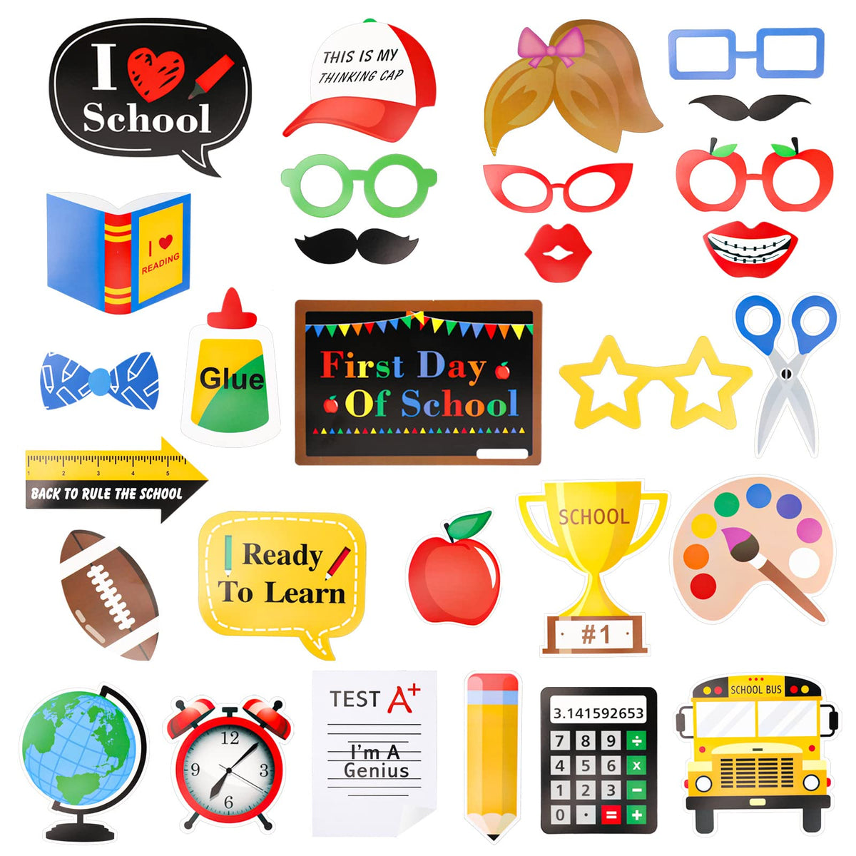 Konsait 29 Pcs Back to School Photo Booth Props, First Day of School Photo Props Welcome Back to School Decorations for Classroo