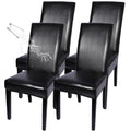 SearchI Waterproof PU Leather Dining Chair Covers Set of 4, Stretch Oilproof Parsons Chair Slipcovers Removable Washable Kitchen