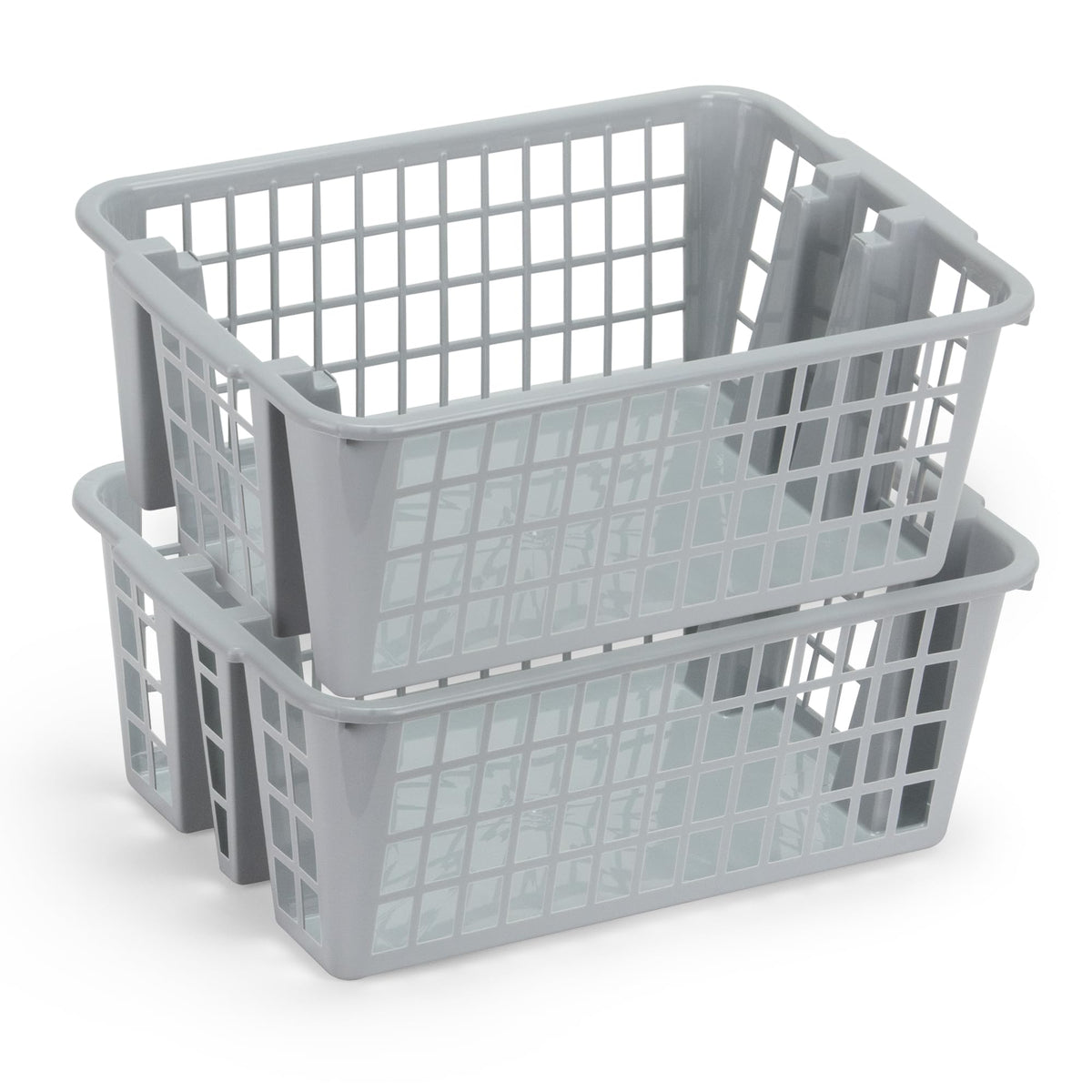 DecorRack 13L Plastic Storage Basket, Organizer Bin, Gray (2 Pack)