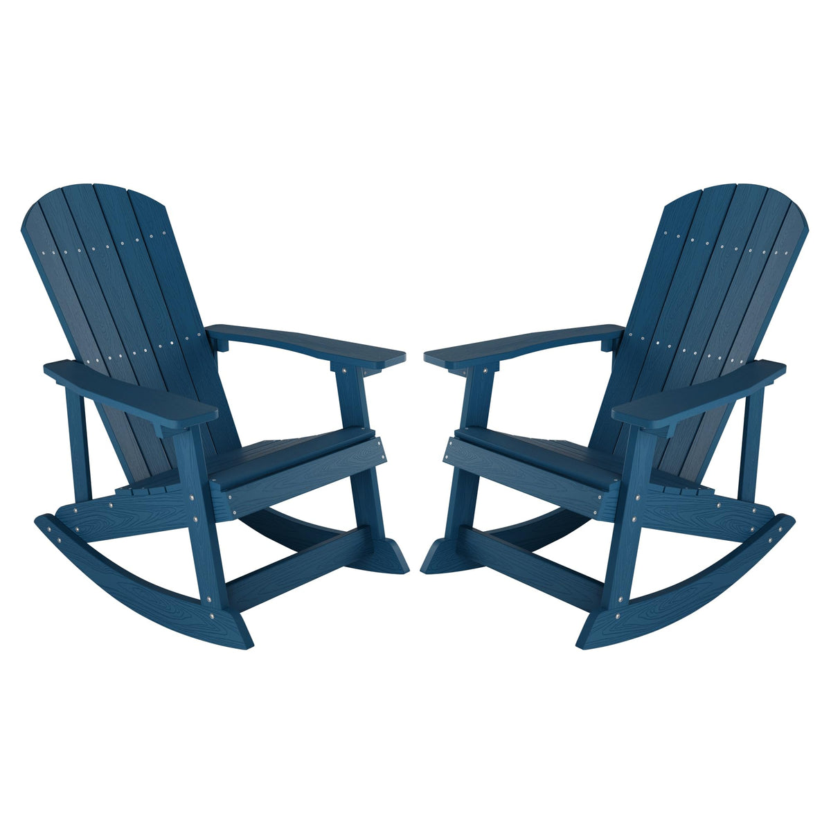 Yefu Outdoor Rocking Chair Set Of 2,Adirondack Rocking Chair,Patio Rocker Chair With Wide Back,Oversized Rocker Chair Look Like Real Wood, For Lawn, Porch, Backyard, Indoor And Garden(Navy Blue)