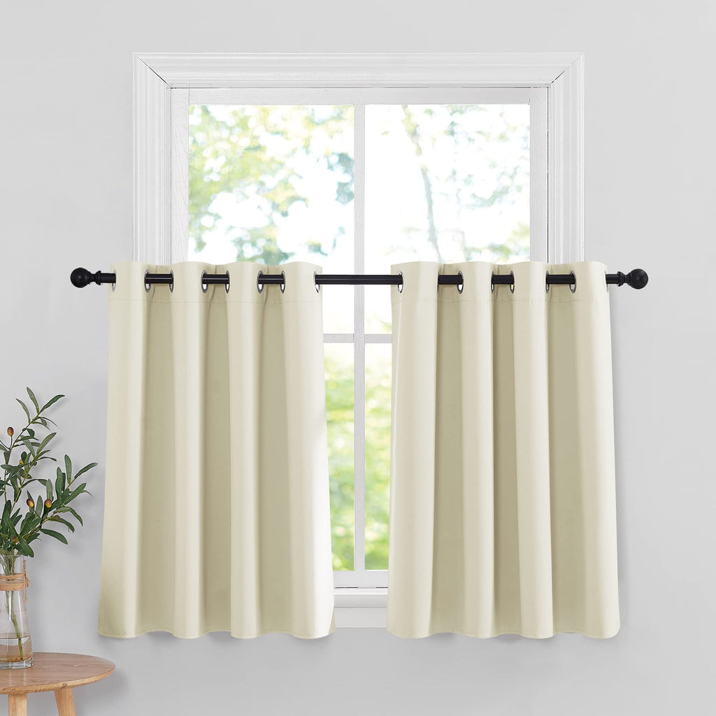 RYB HOME Blackout Curtain Tiers - Thermal Insulting Half Window Decor for Bedroom Bathroom Kitchen Kids Nursery Privacy Drapes, 