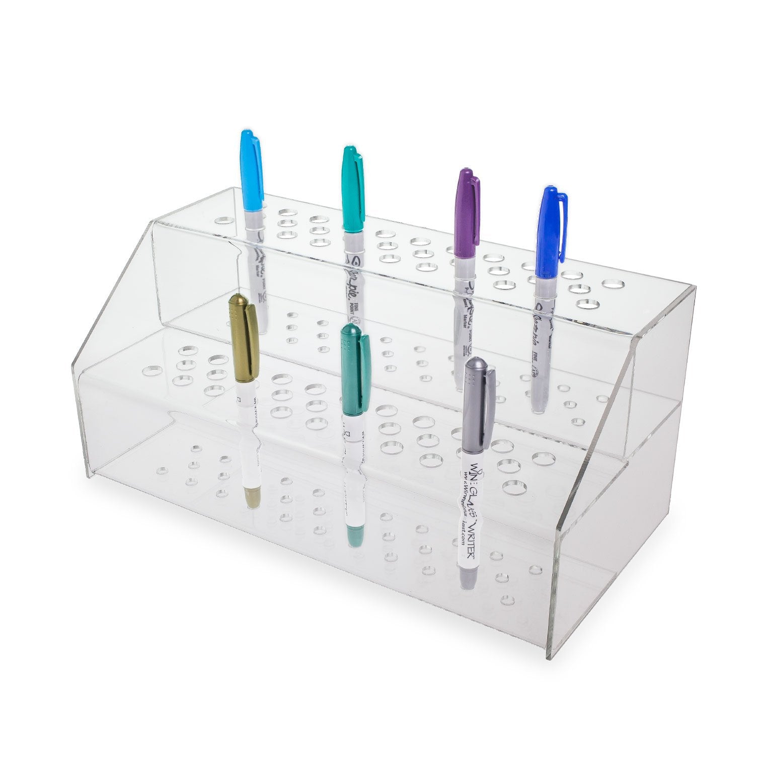 Source One Deluxe 64 Pen Commercial Clear Acrylic 2 Tier Display Fixture