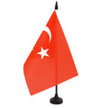 Turkey Table Flag 5' X 8' - Turkish Desk Flag 21 X 14 Cm - Black Plastic Stick And Base - Az Flag