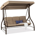 Best Choice Products 3-Seat Outdoor Large Converting Canopy Swing Glider, Patio Hammock Lounge Chair for Porch, Backyard w/Flatb