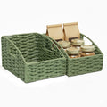 MASHDE Green Storage Basket 2 Pack Handwoven Paper Rope Pantry Baskets