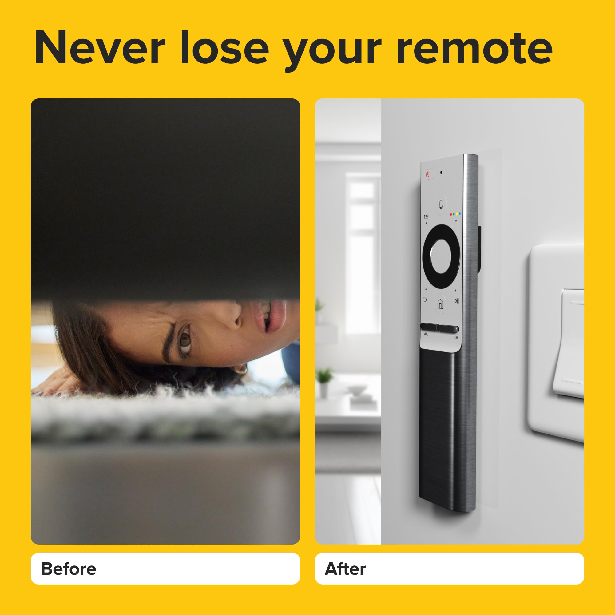 Magnetic Remote Control Holder - 2 Pcs Black Set For Tv, Fan, And Air Conditioner Remotes - Wall Mount With Self-Adhesive Back F