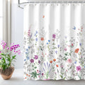 LIVILAN Floral Shower Curtain Flower Shower Curtain Butterfly Showers Curtain for Bathroom Lilac Shower Curtain with Hooks Water