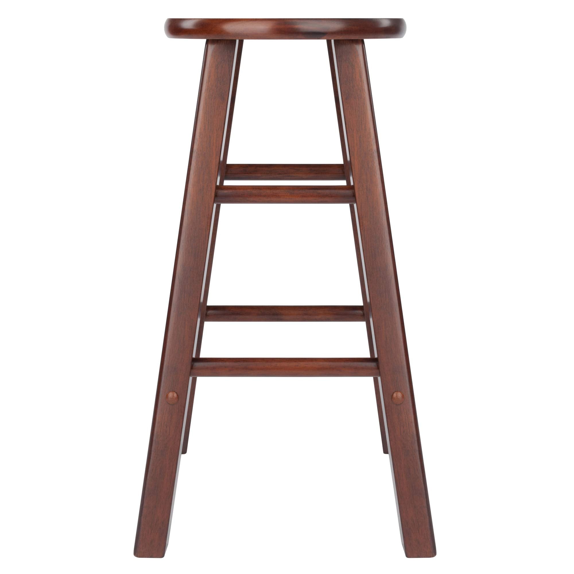 Winsome Element 2-Piece 24In Counter Stool Set, Walnut Finish, Solid Wood, Modern Design