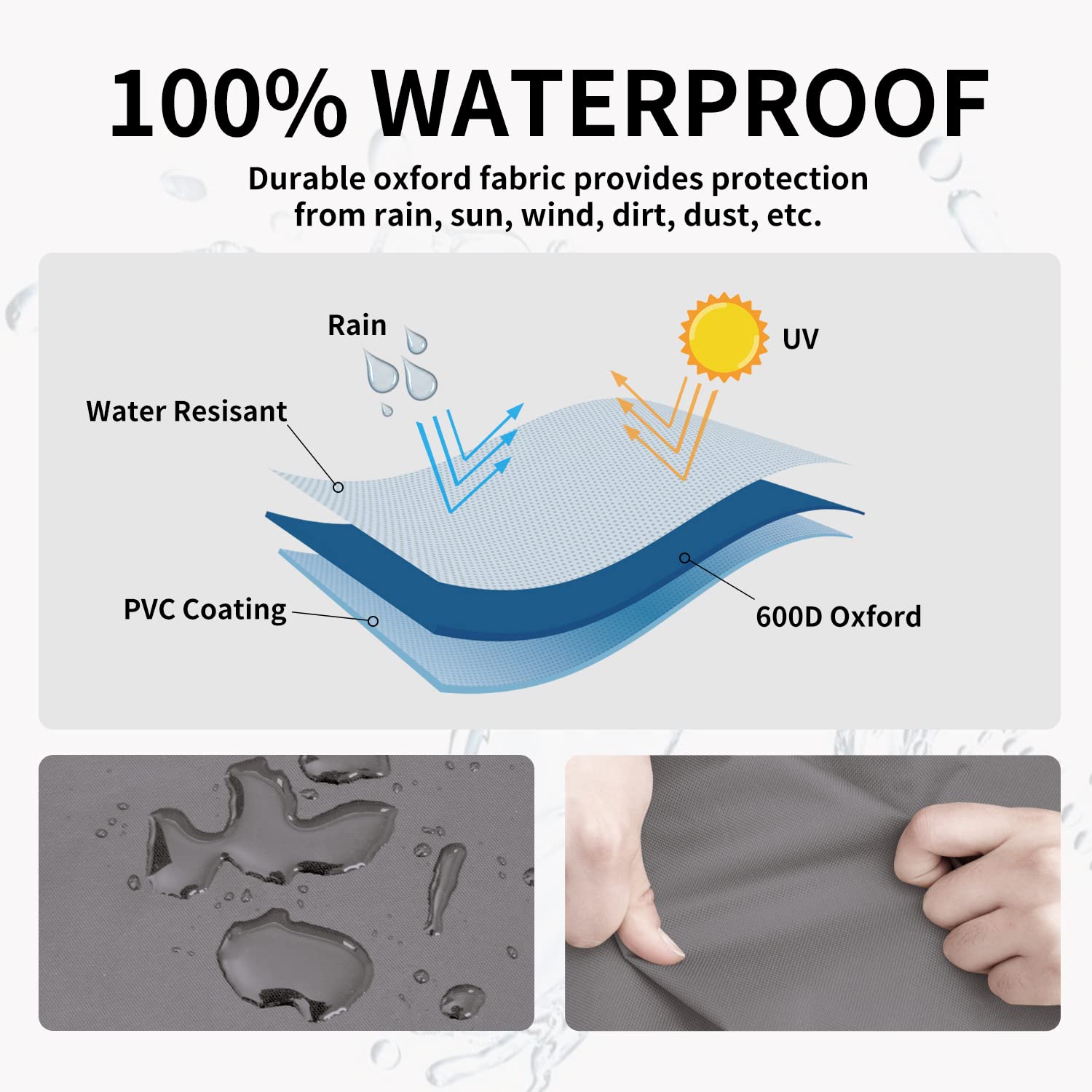 Easy-Going Waterproof Outdoor Lounge Chair Cover, Heavy Duty Patio Couch Cover, Windproof Outdoor Furniture Cover With Air Vent (2 Pack-32Wx37Dx31H Inch, Gray/Dark Gray)