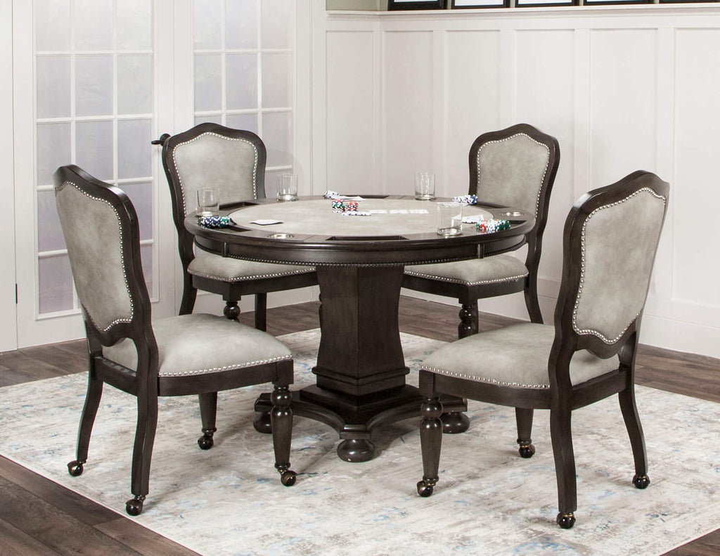 Sunset Trading Vegas Dining/Poker Table Set, Distressed gray
