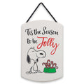 Peanuts Snoopy Tis the Season to Be Jolly Hanging Wood Wall Decor - Fun Snoopy Christmas Decoration for Home