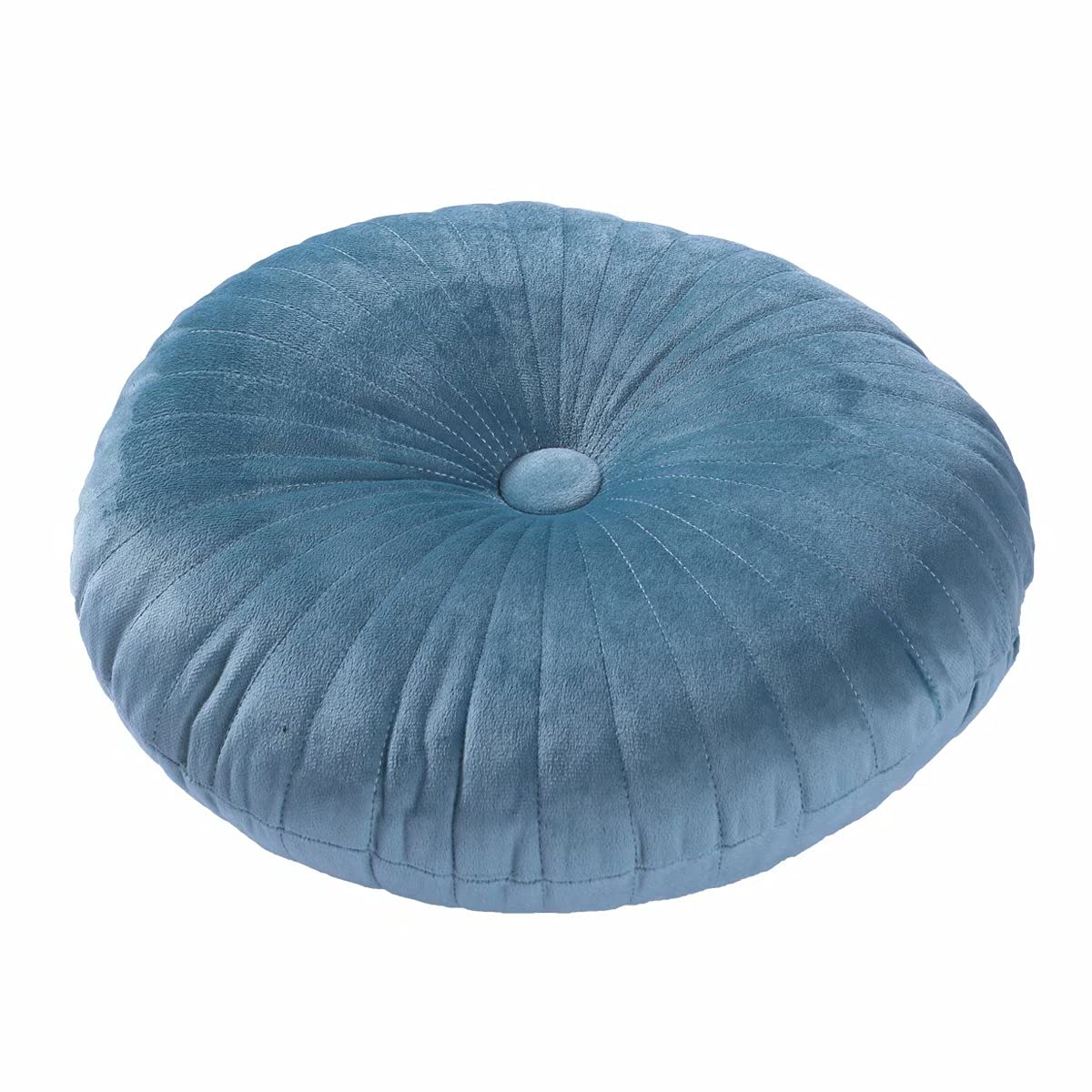 Hlovme Round Pillow Cushion For Couch Velvet Decorative Small Throw Pillow Solid Color For Living Room Bed Floor 13.7? Lake Blue