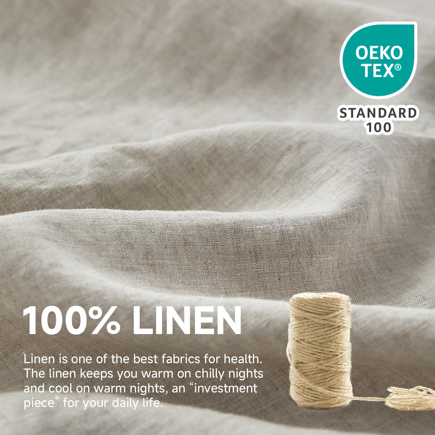 Simple&Opulence 100% Linen Duvet Cover Set, Pure Natural French Flax Linen Duvet Cover Twin Size, Breathable Soft Comfy Linen Be