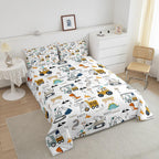 Feelyou Construction Bedding Set Twin Size Equipment Trucks Comforter Set For Kids Boys Girls Decor Dinosaur Comforter 3D Digita