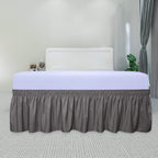 Purefit Wrap Around Ruffled Bed Skirt With Adjustable Elastic Belt - 14 Inch Drop Easy To Put On, Wrinkle Free Bedskirt Dust Ruffles, Bed Frame Cover For Twin,Twin Xl And Full Size Beds, Dark Gray