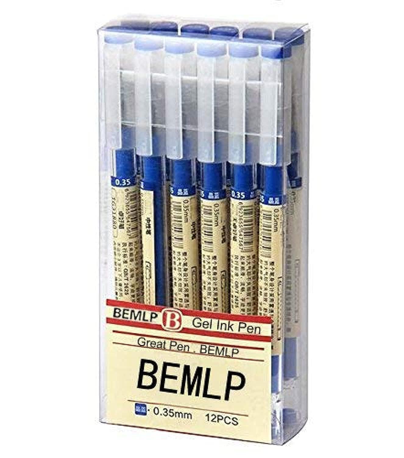 Gel Ink Pen Extra Fine Point 0.35Mm Blue Liquid Rollerball Pens Quick Drying Gel Pens School Office Student Exam Writing Station