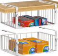 AmonHouseware 2Pack Under Shelf Basket Storage,Adjustable Hanging,White