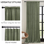 Ryb Home Sage Green Velvet Curtains 63 Inches Length With Hook Tape, Thermal Insulated Privacy Protect Decorative Drapes For Bathroom Window, W 42 X L 63 Inches, 2 Panels Set
