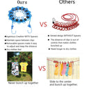 Newraturner Portable Clothesline 2 Pack with 12 Clothespins, Windproof Retractable Elastic Laundry Line, Blue/Black for Travel & Home