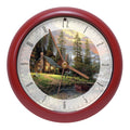Mark Feldstein & Associates Thomas Kinkade Peaceful Retreat Meditative Nature Sound Clock, 8 Inch, Red, for Wall or Desk