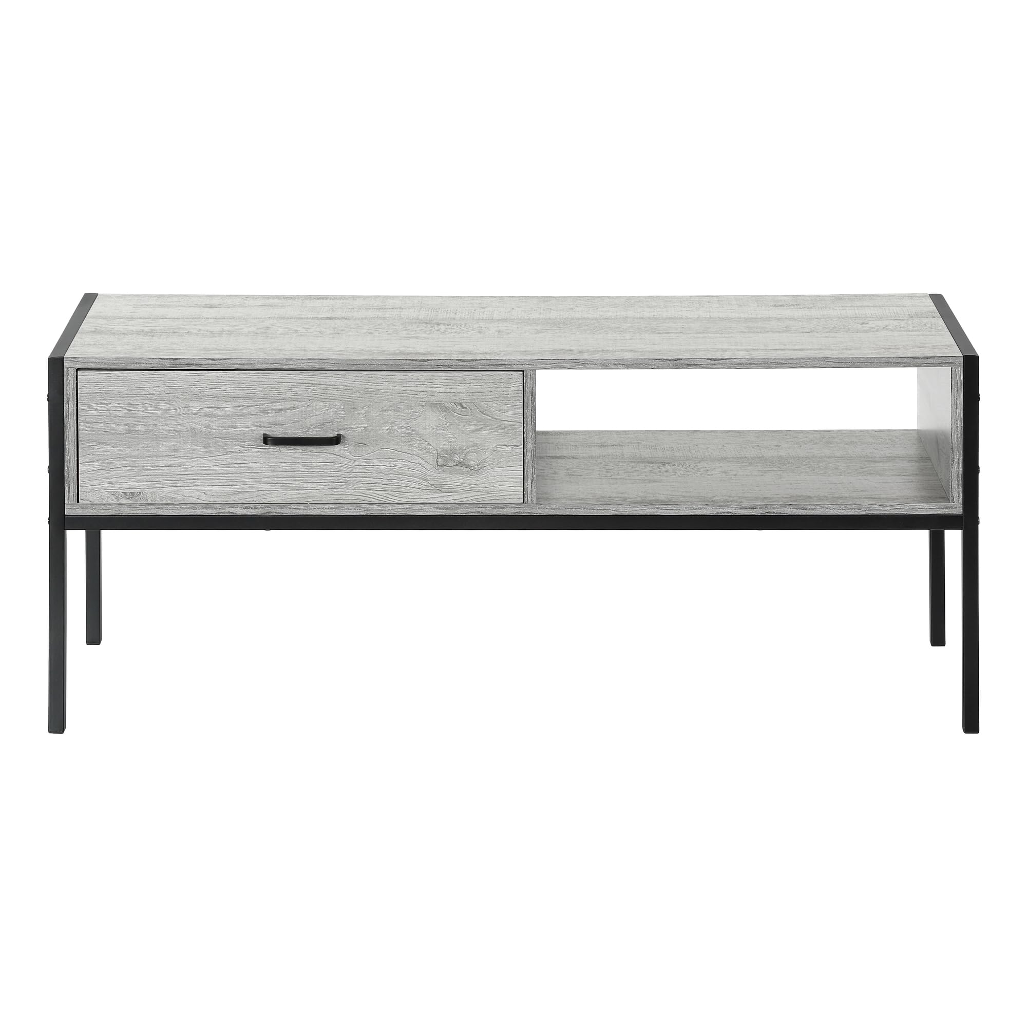 Monarch Specialties 2875 Tv Stand, 48 Inch, Console, Media Entertainment Center, Storage Drawer, Living Room, Bedroom, Laminate, Metal, Grey, Black Stand-48, 47.25' L x 15.75' W x 19.75' H