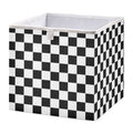 CaTaKu Checkered Racing Flag Cubes Storage Bins 11 inch Collapsible Fabric Storage Baskets Shelves Organizer Foldable Decorative