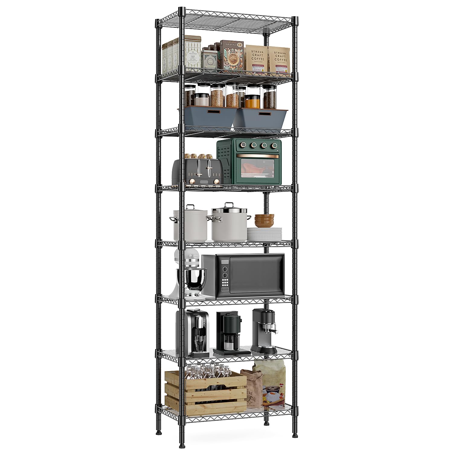 Mzg 8 Tier 2000 Lbs Storage Rack Metal Wire Shelving Unit, Storage Standing Shelf Organizer For Laundry Bathroom Kitchen Pantry