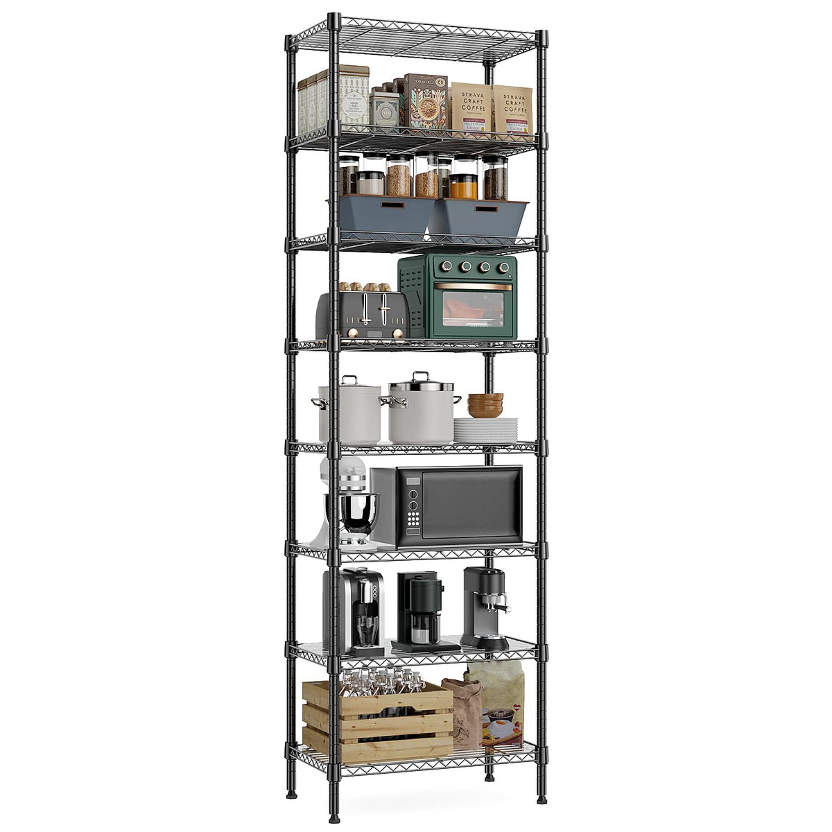 Mzg 8 Tier 2000 Lbs Storage Rack Metal Wire Shelving Unit, Storage Standing Shelf Organizer For Laundry Bathroom Kitchen Pantry