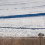 HomeRoots Ivory/Blue Heat-Set Polypropelene 8’ x 11’ Navy Ivory Abstract Strokes Modern Area Rug