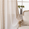 Cream Boho Curtains 108 Inches Long 2 Panels Grommet Light Filtering Natural Linen Curtains For Living Room Neutral Bohemian Win