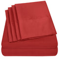 Sweet Home Collection 6 Piece 1500 Supreme Collection Brushed Microfiber Deep Pocket Sheet Set-2 Extra Pillow Cases, Great Value, Rv Short Queen, Samba Red
