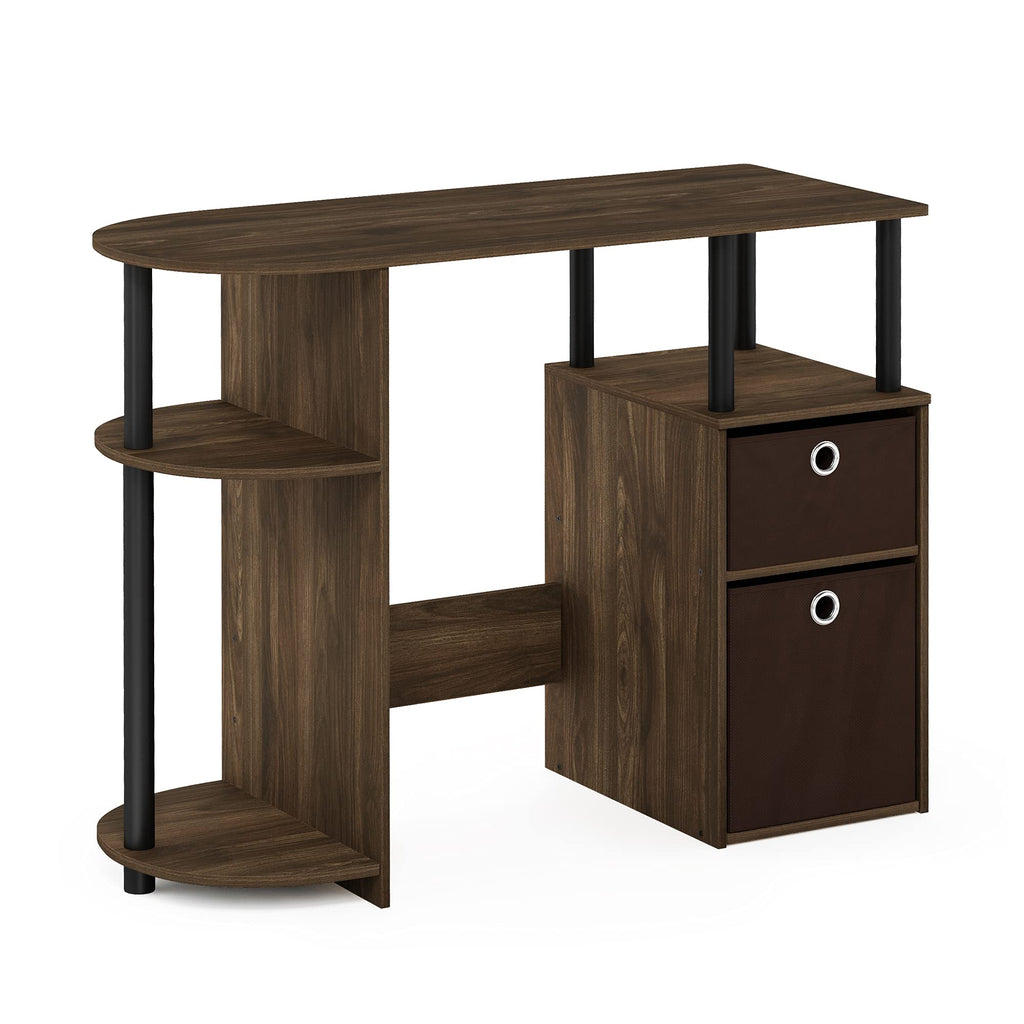 Furinno Jaya Simplistic Computer Study Desk, Columbia Walnut/Black/Dark Brown