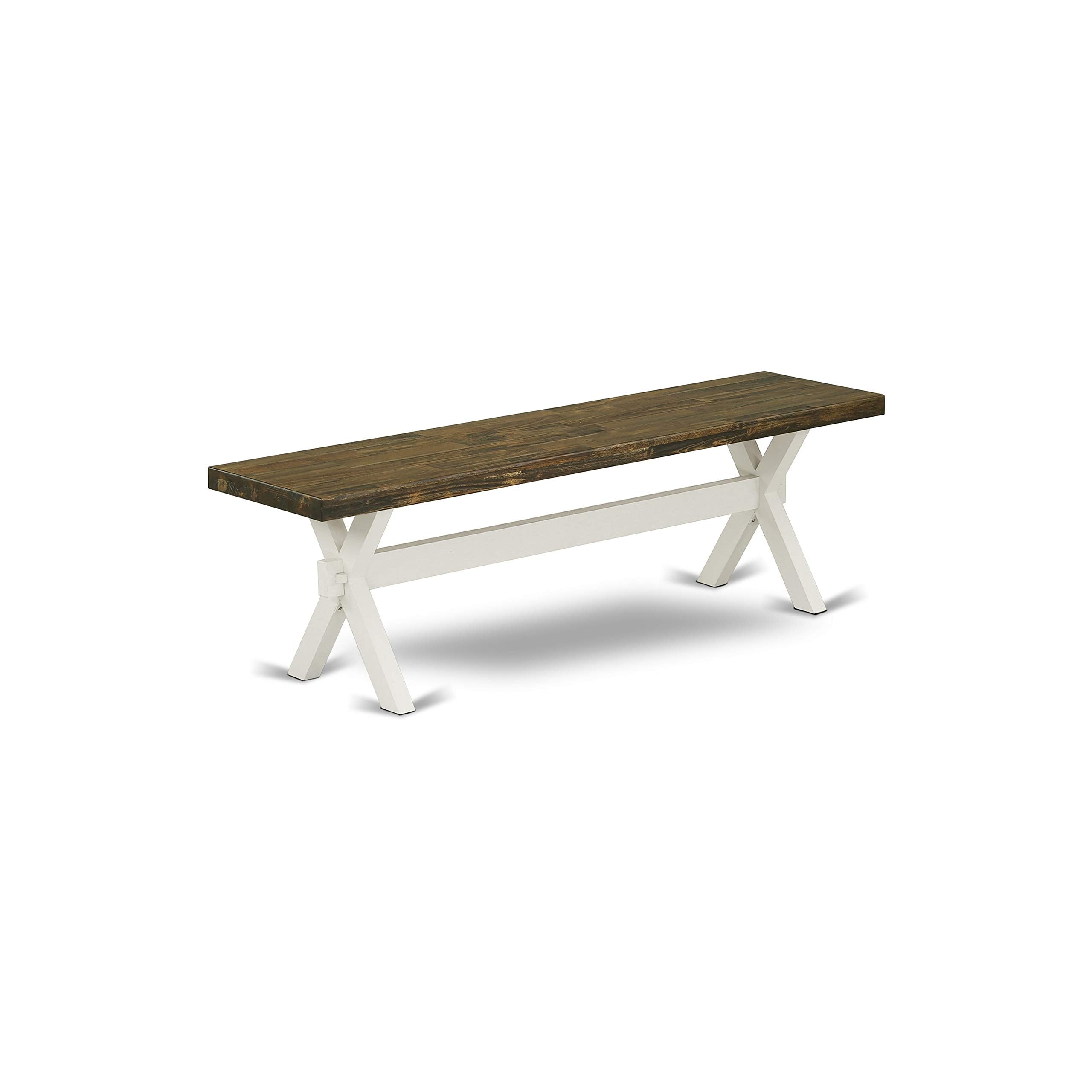 East West Furniture X2-076 3 Piece Dining Set Contains a Rectangle Dining Room Table with X-Legs and 2 Kitchen Table Bench, 36x60 Inch, Multi-Color