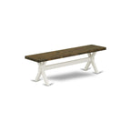 East West Furniture X2-076 3 Piece Dining Set Contains a Rectangle Dining Room Table with X-Legs and 2 Kitchen Table Bench, 36x60 Inch, Multi-Color