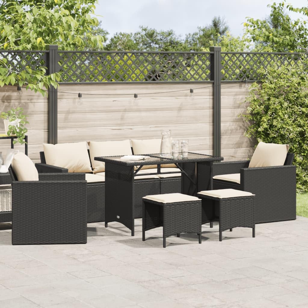 vidaXL 6-piece Lounge set with cushions poly rattan black