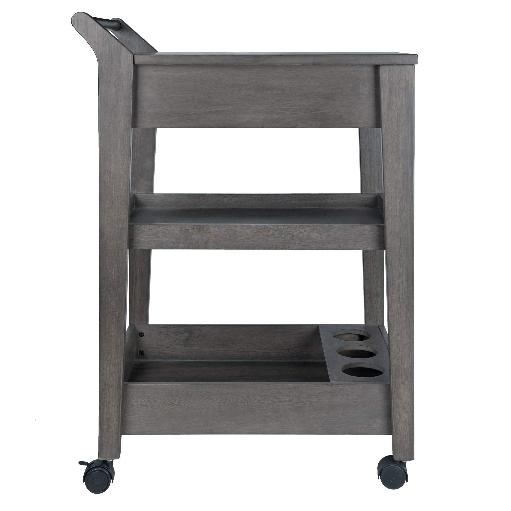 Ergode 'Stunning Natural Finish Mario Utility Cart | Ample Storage | Pull-Out Cutting Board | Towel & Knife Holders | Casters | 33.1'W x 20.4'D x 31.9'H'